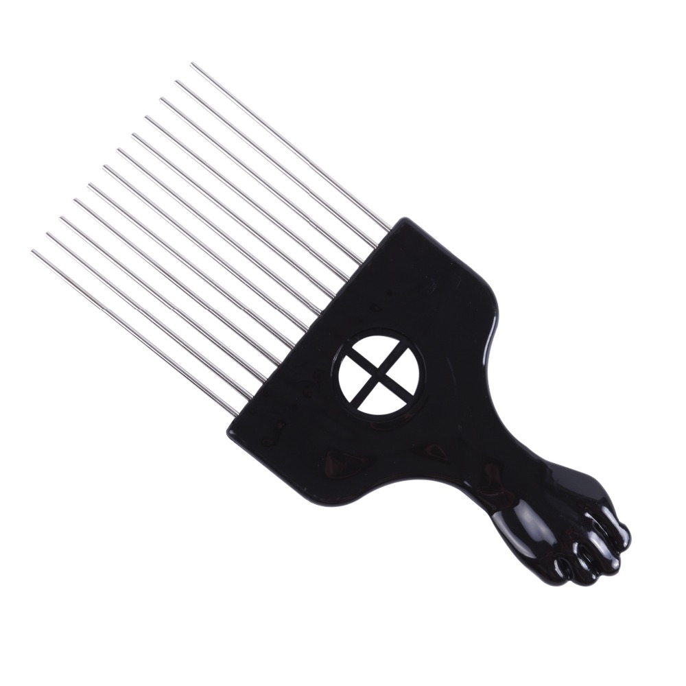 Afro Pick Comb - 1 Pcs Salon Use Black Metal