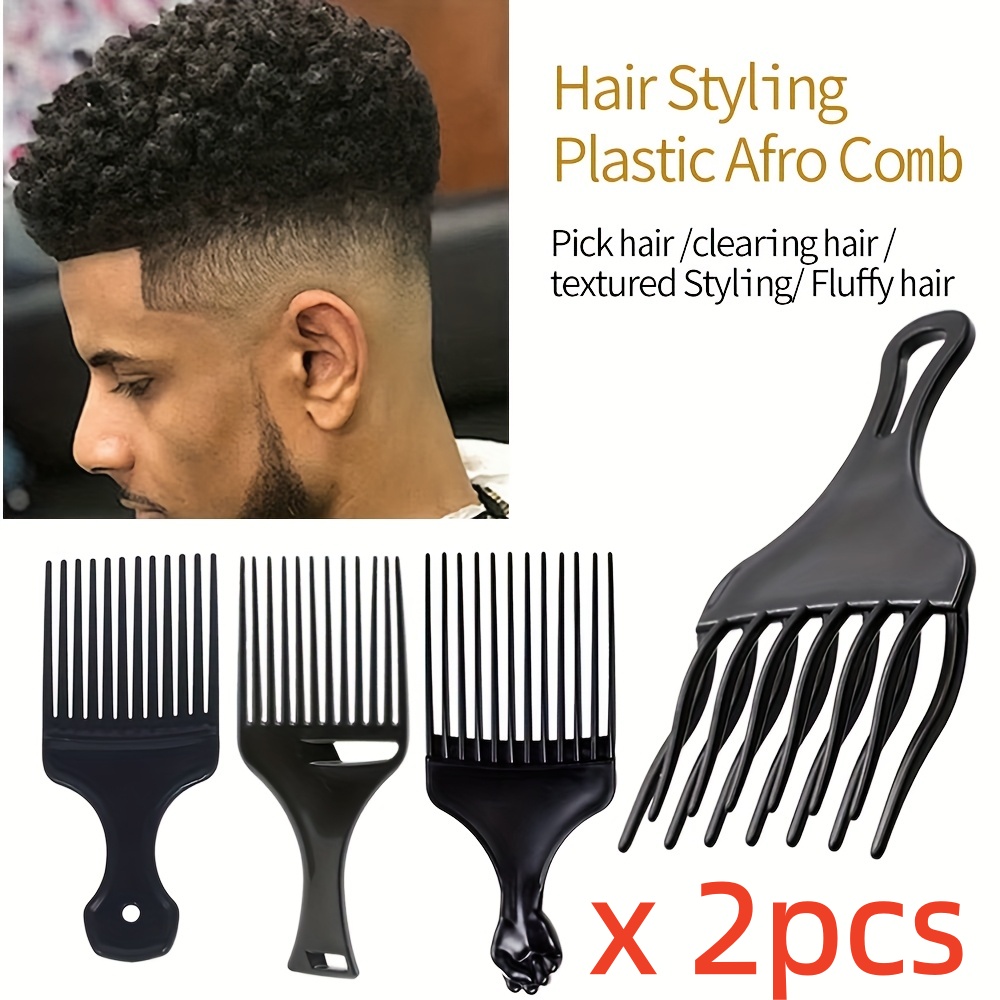 Afro Pick Comb - 2pcs/pack Professional Barber Hair Styling Afro